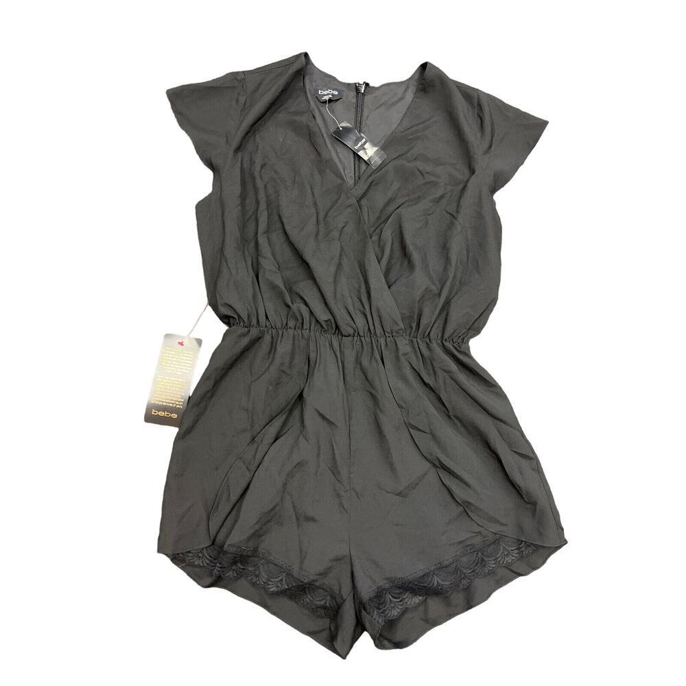bebe Charcoal Gray Short Sleeve Romper